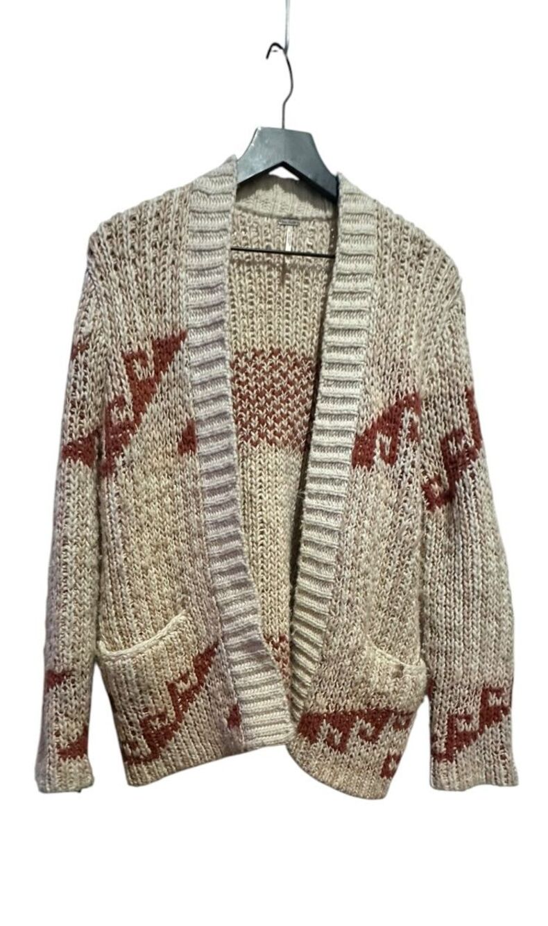 Free People Cardigan Sz XS Aztec Design Open Style Acrylic Wool Outdoor Boho